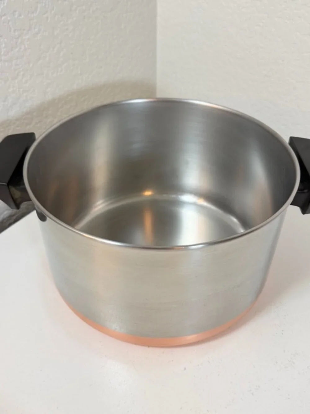 VTG Revere Ware 4 Qt -85 Stock Pot Copper Clad Bottom 1801 ILL USA SS NO Lid EUC